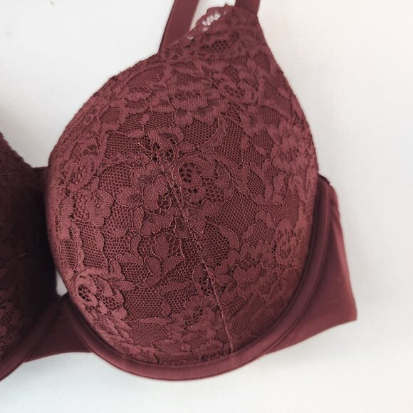 Skims Lace Padded Push-Up Bra Plum Purple Adjustable Straps Women's 42C - Picture 4 of 6